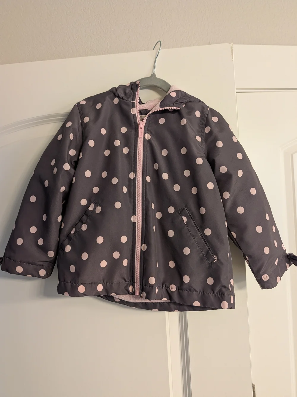 Carter's Gray Raincoat with Pink Polka Dots